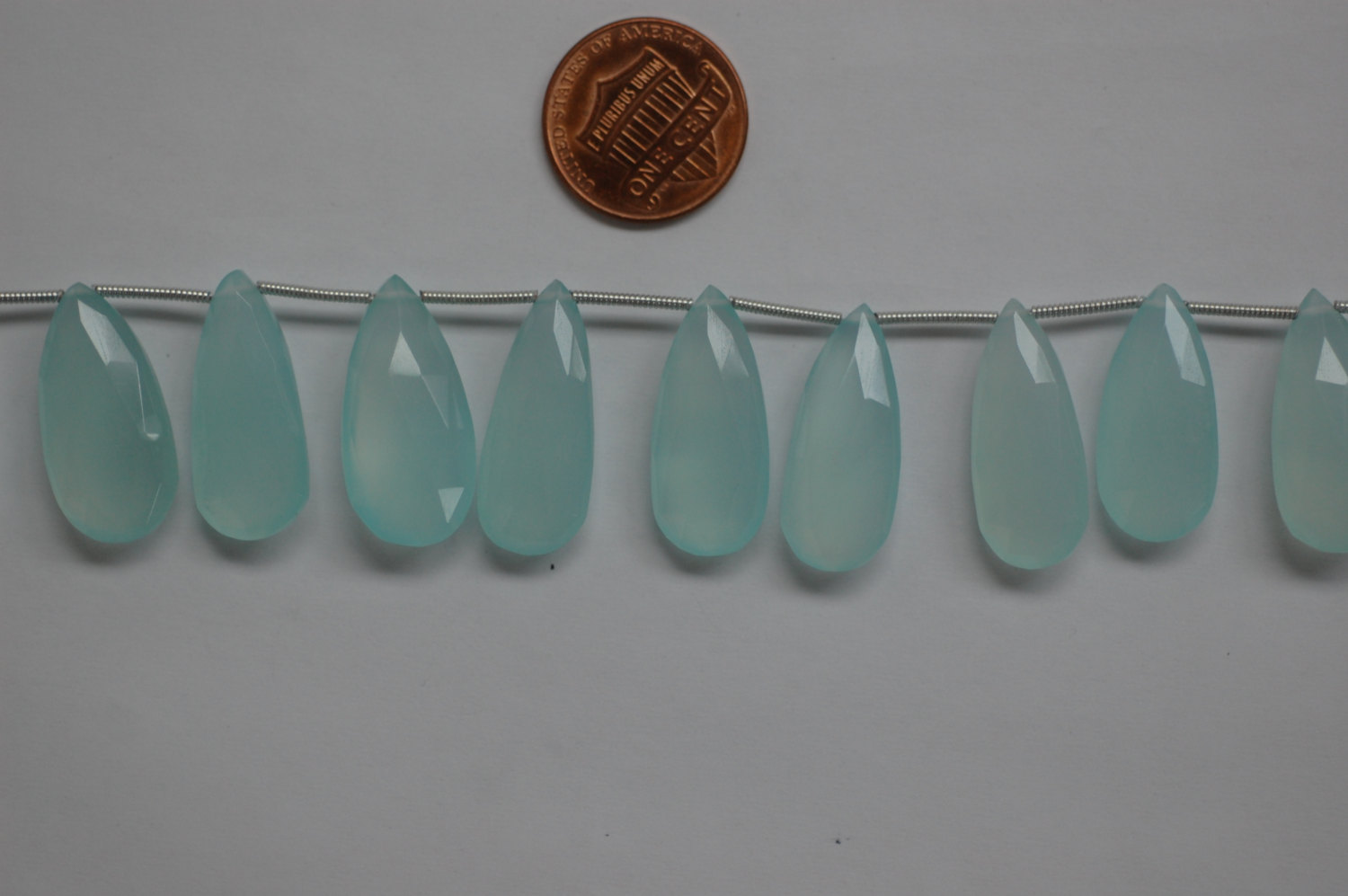 Aqua Chalcedony Long Pear Faceted