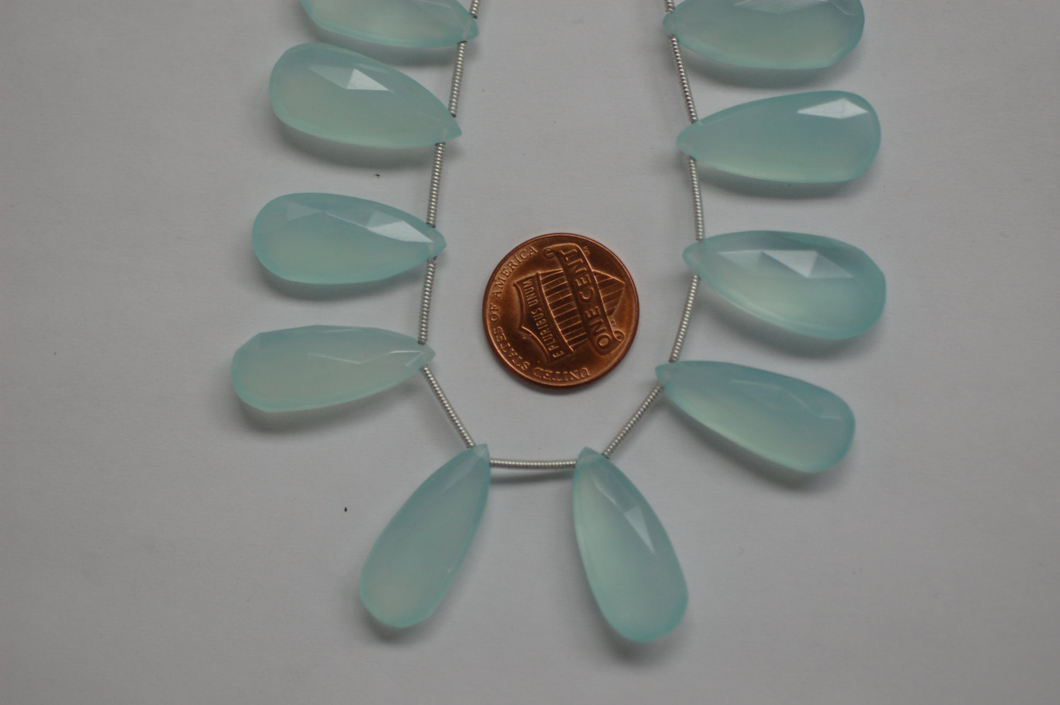 Aqua Chalcedony Long Pear Faceted