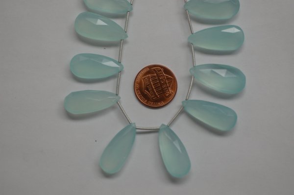 Aqua Chalcedony Long Pear Faceted