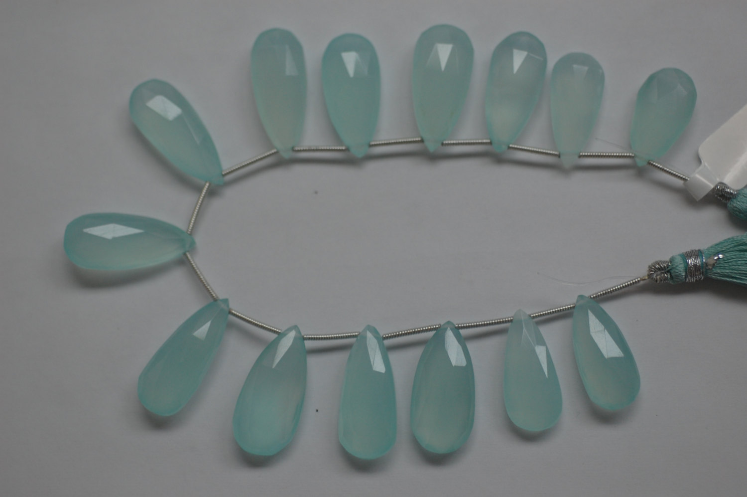 Aqua Chalcedony Long Pear Faceted