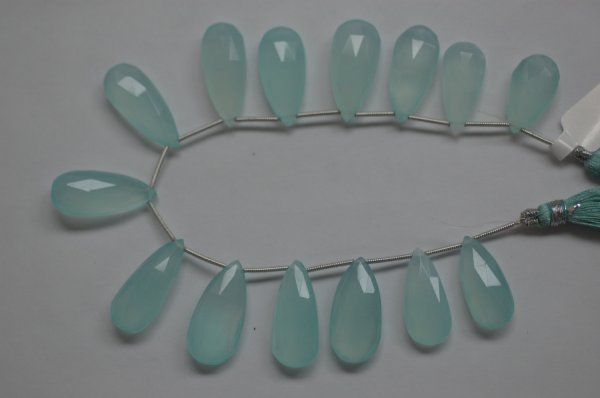 Aqua Chalcedony Long Pear Faceted