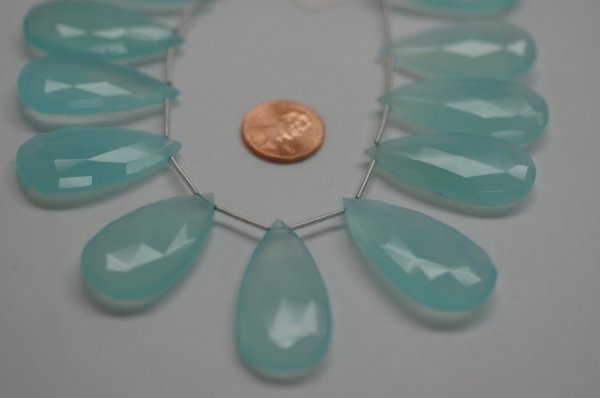 Aqua Chalcedony Long Pear Faceted