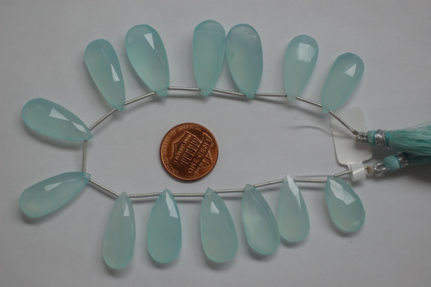Aqua Chalcedony Long Pear Faceted