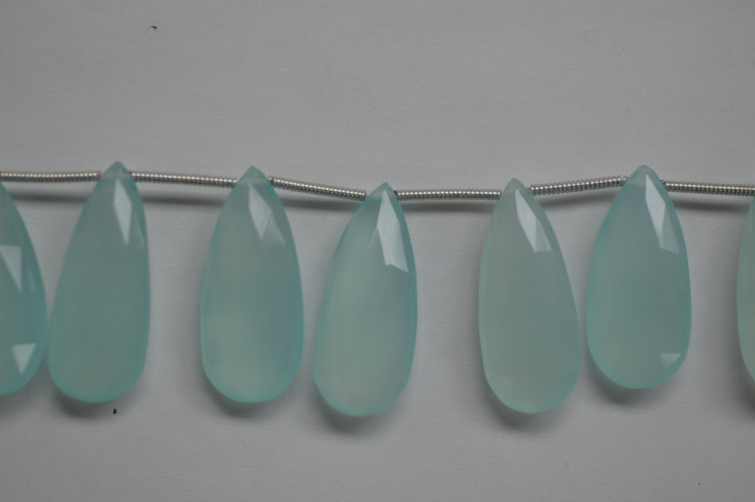 Aqua Chalcedony Long Pear Faceted