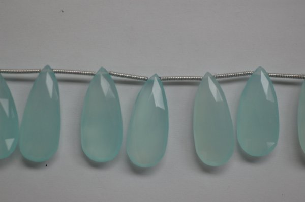 Aqua Chalcedony Long Pear Faceted