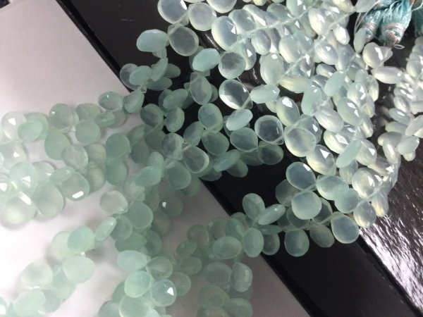 Aqua Chalcedony Pears Faceted
