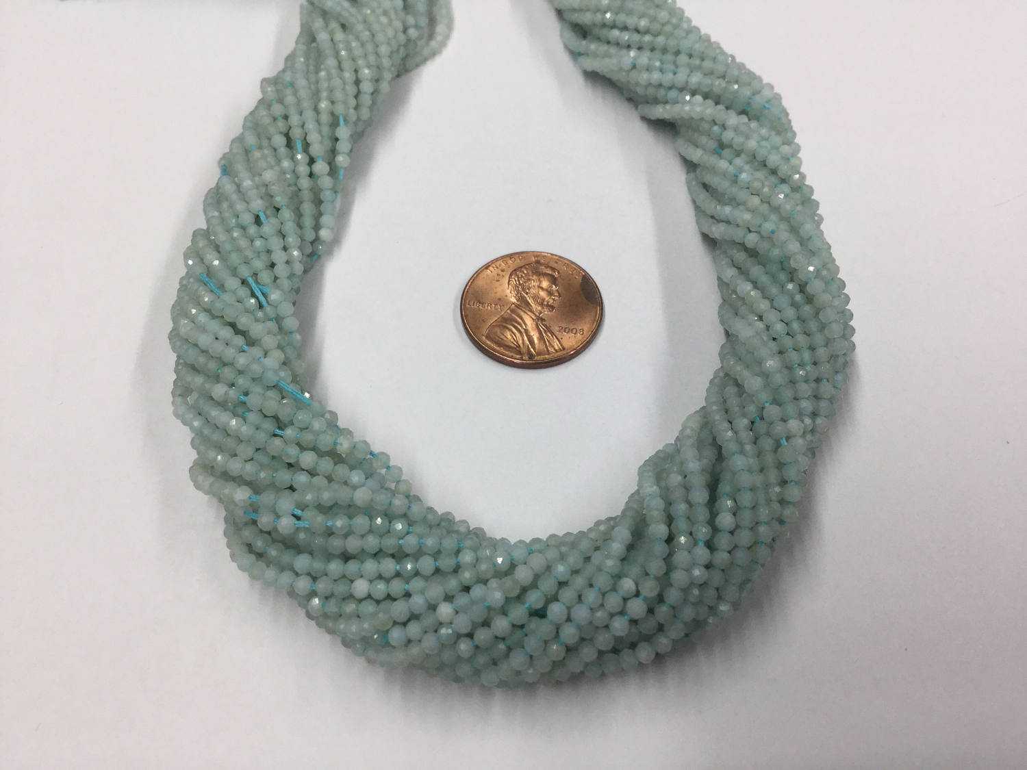 Aqua Chalcedony Rondelles Faceted