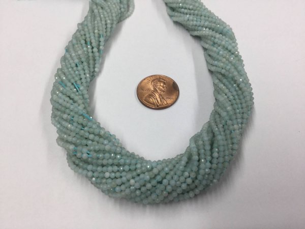 Aqua Chalcedony Rondelles Faceted