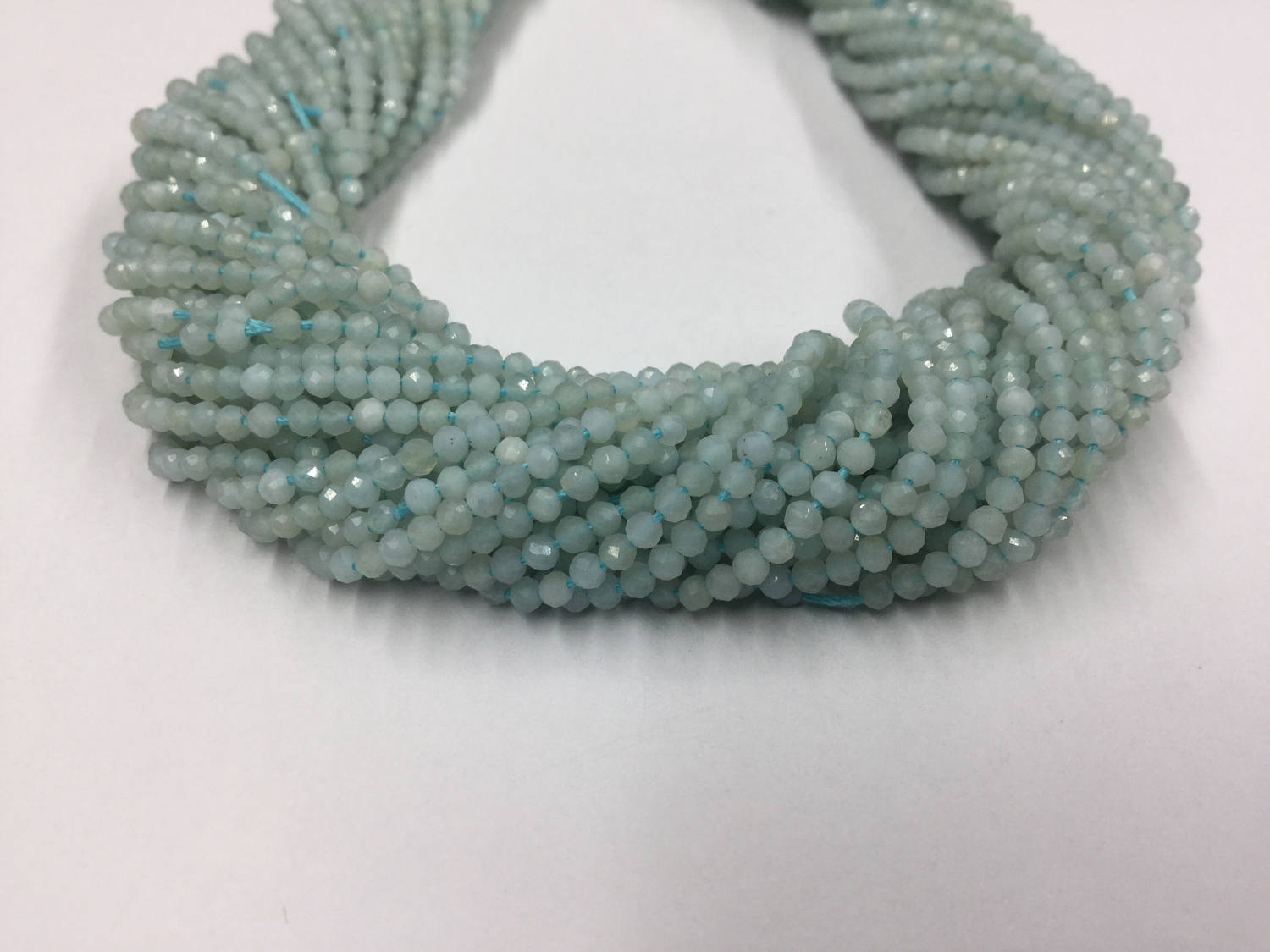 Aqua Chalcedony Rondelles Faceted