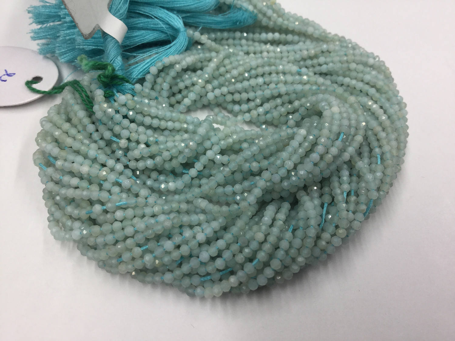 Aqua Chalcedony Rondelles Faceted