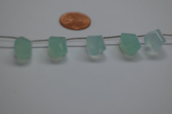 Aqua Chalcedony Twisted Drop Faceted