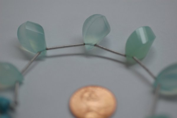 Aqua Chalcedony Twisted Drop Faceted