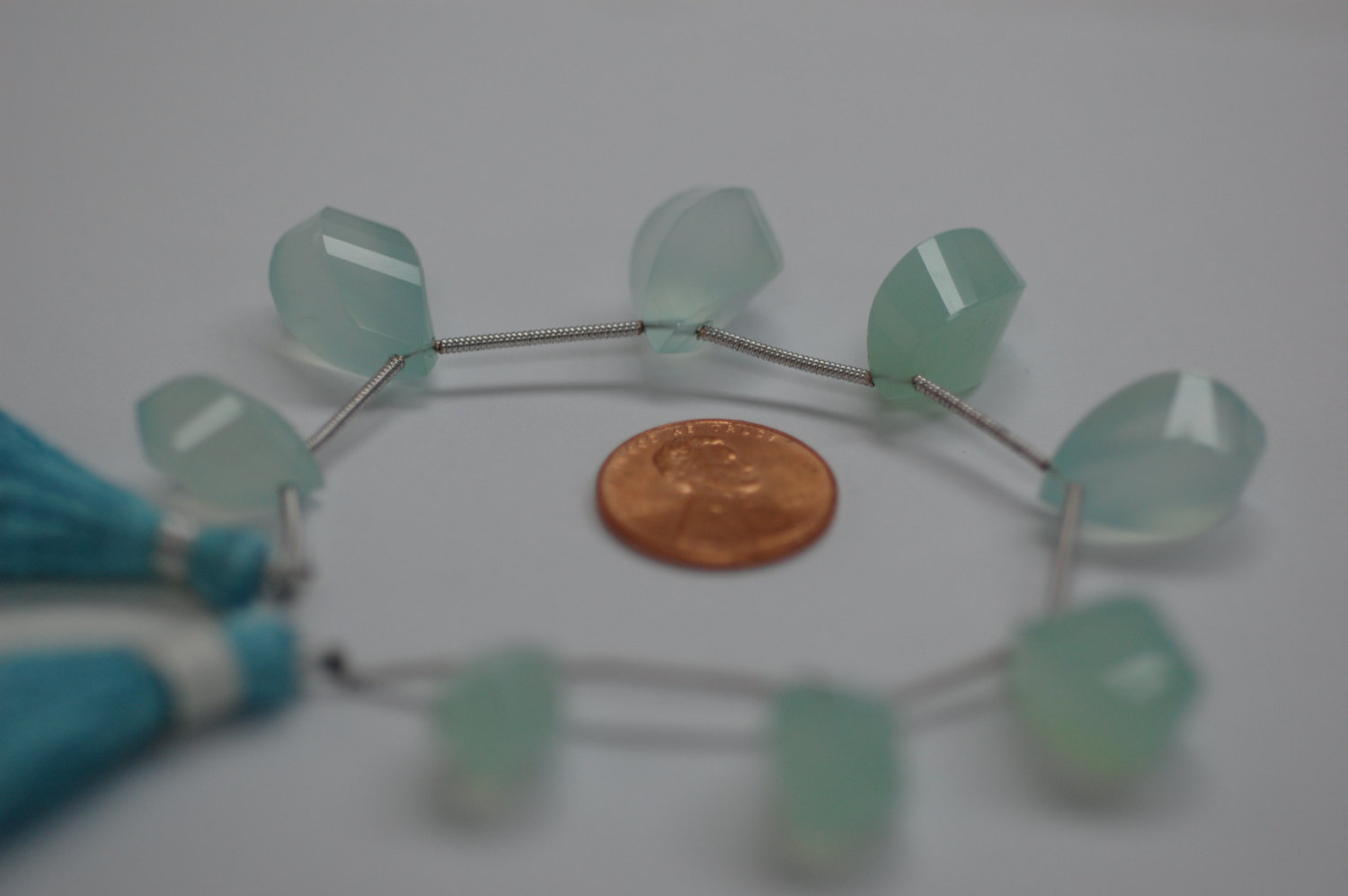 Aqua Chalcedony Twisted Drop Faceted