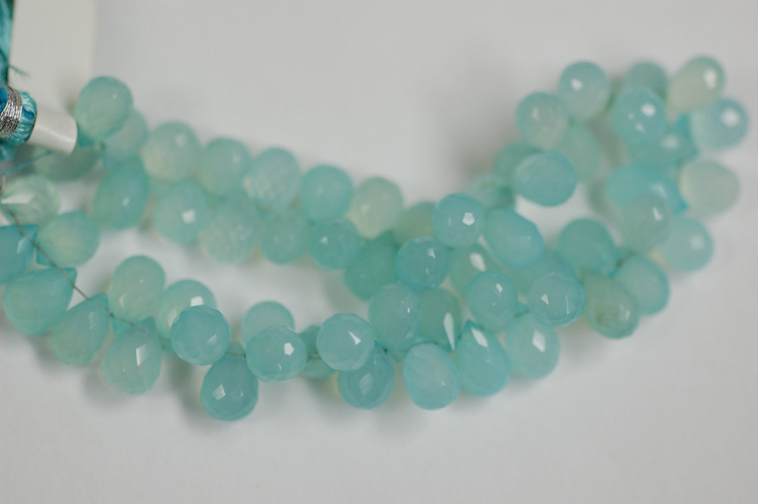 Aqua Chelcedony Drops Faceted Heated