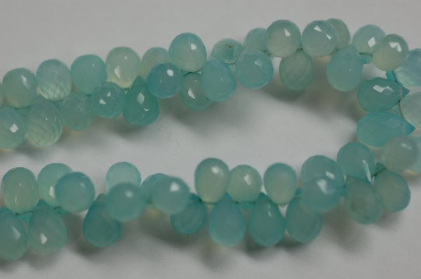 Aqua Chelcedony Drops Faceted Heated
