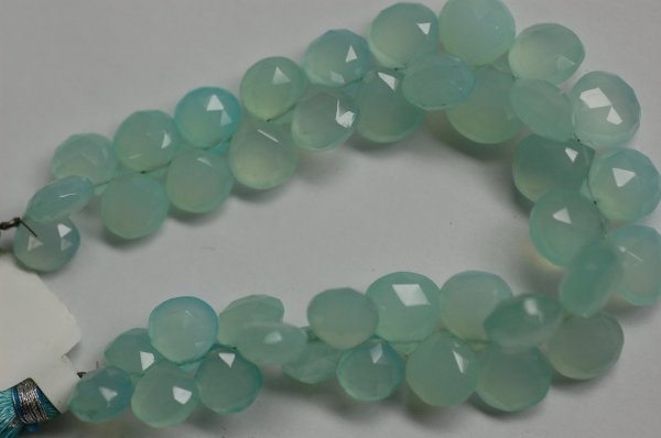 Aqua Chelcedony Heart Faceted Treated