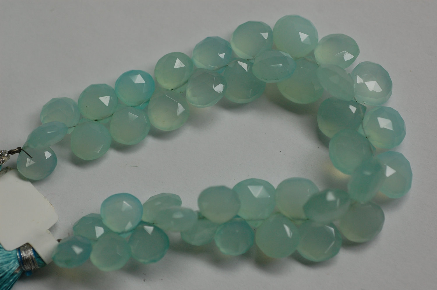 Aqua Chelcedony Heart Faceted Treated
