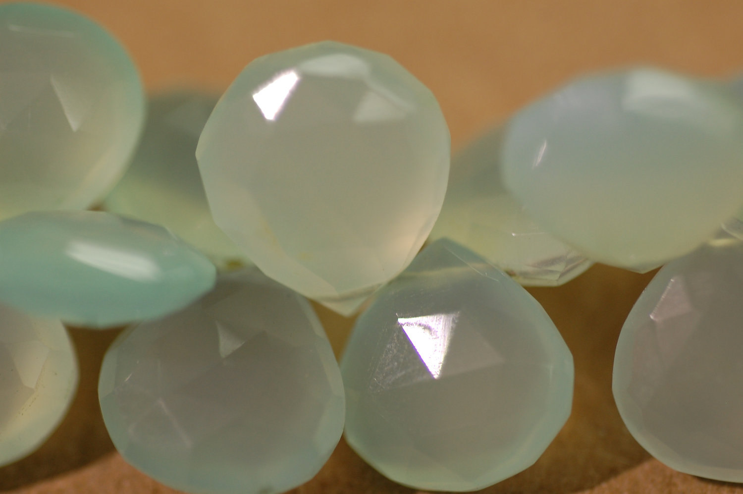 Aqua Chelcedony Heart Faceted Treated