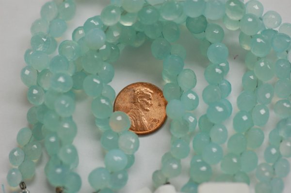 Aqua Chelcedony Onions Faceted Heated