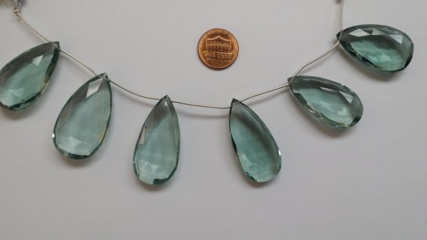 Aqua Clear Green Hydro Quartz Pear Faceted