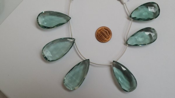 Aqua Clear Green Hydro Quartz Pear Faceted