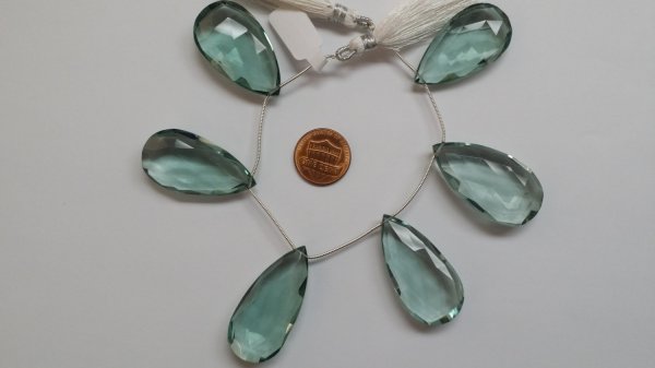 Aqua Clear Green Hydro Quartz Pear Faceted