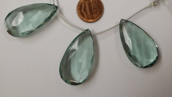 Aqua Clear Green Hydro Quartz Pear Faceted