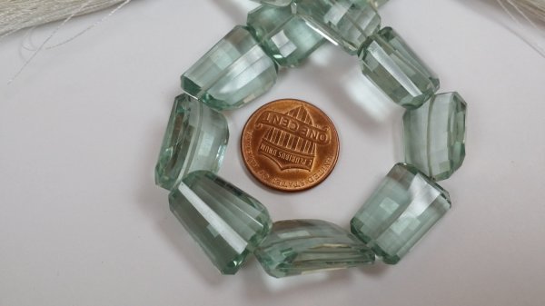 Aqua Green Hydro Quartz Nuggets Faceted