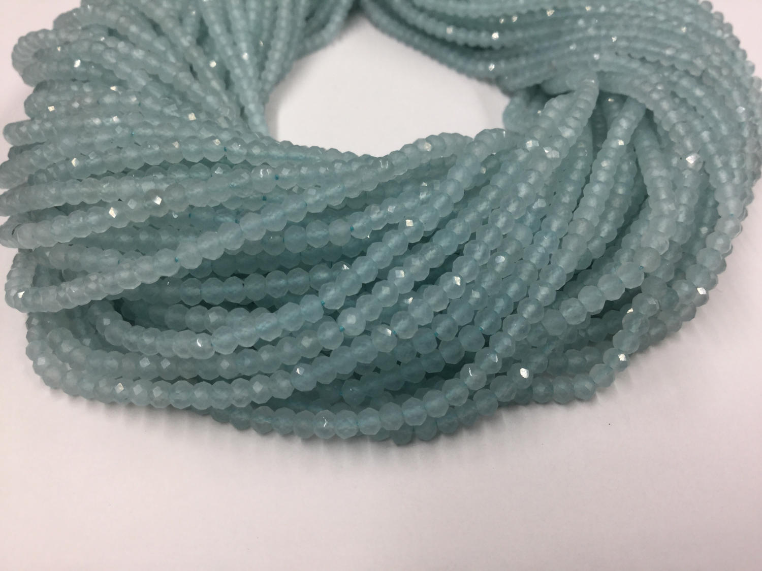 Aqua Onyx Rondelles Faceted