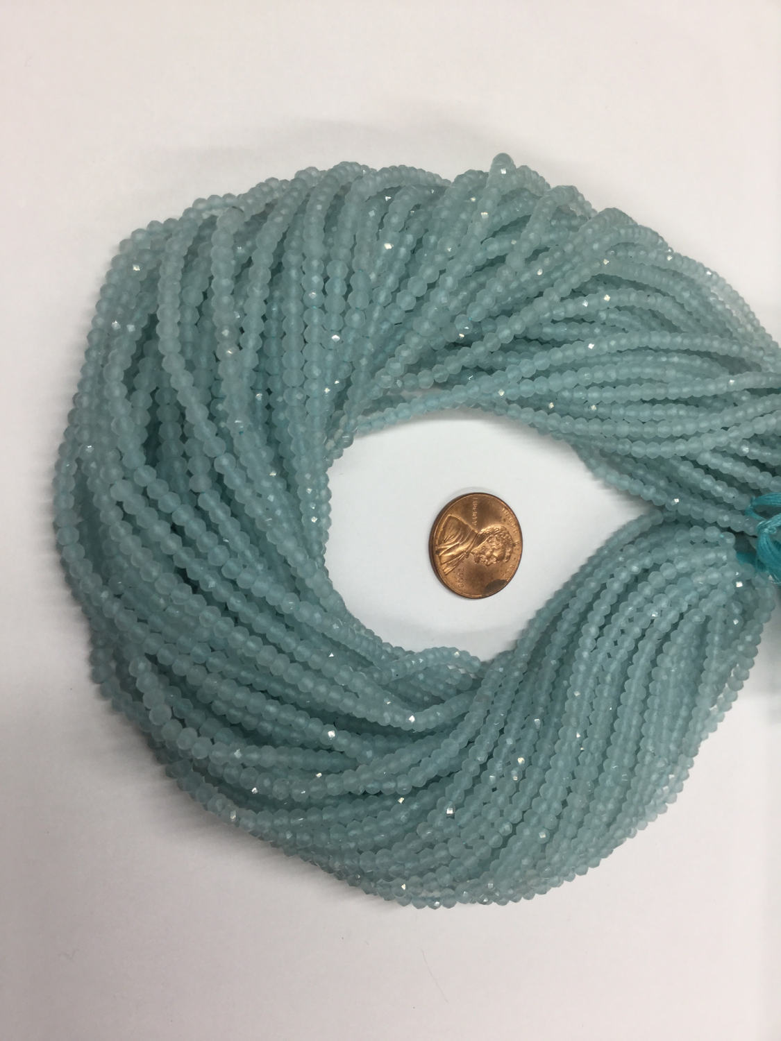 Aqua Onyx Rondelles Faceted