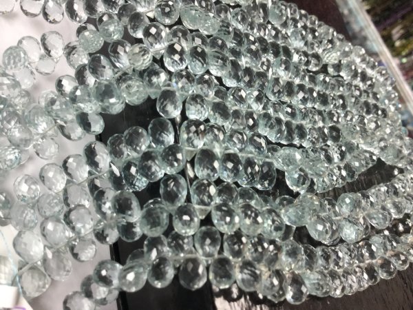 Aquamarine Hydro Quartz Drops Faceted