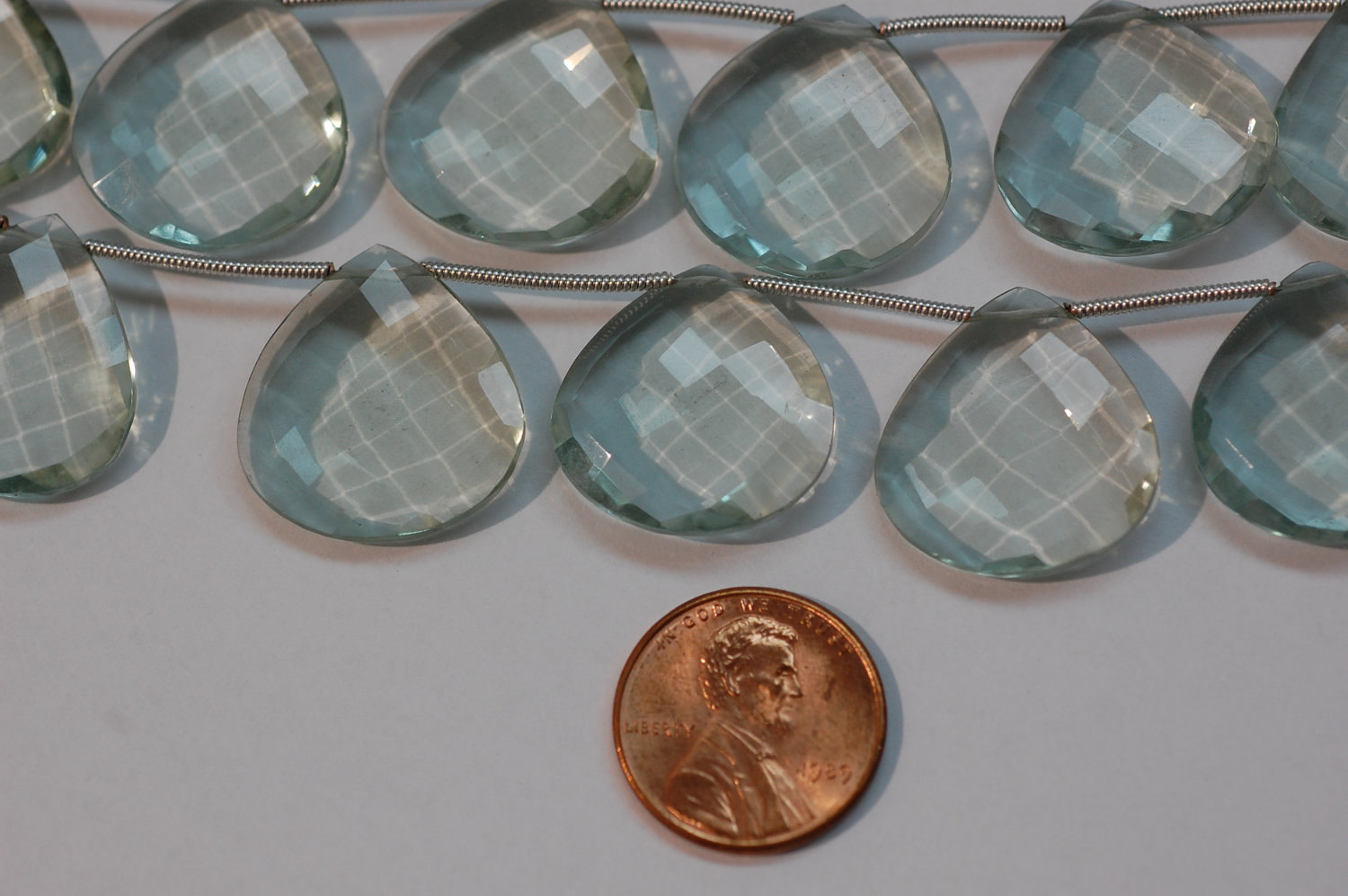Aquamarine Hydro Quartz Hearts
