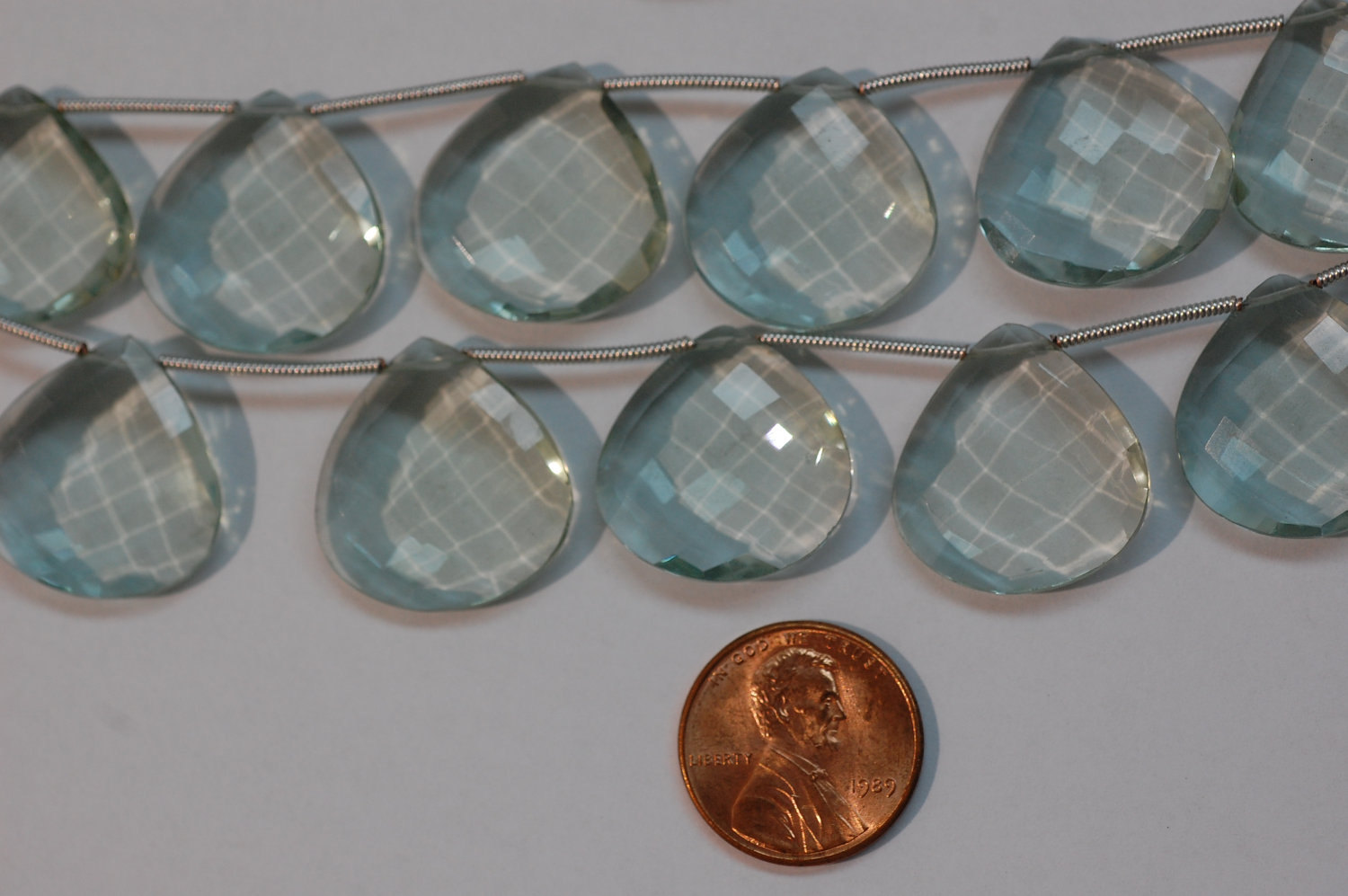 Aquamarine Hydro Quartz Hearts