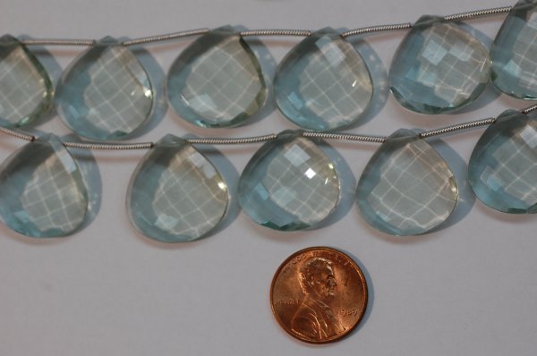 Aquamarine Hydro Quartz Hearts