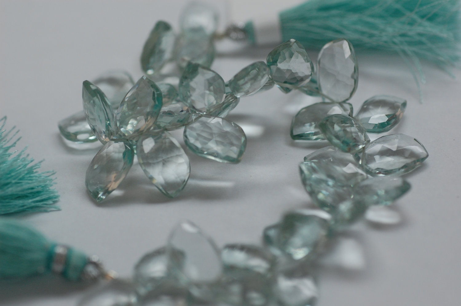 Aquamarine Hydro quartz Leaf faceted