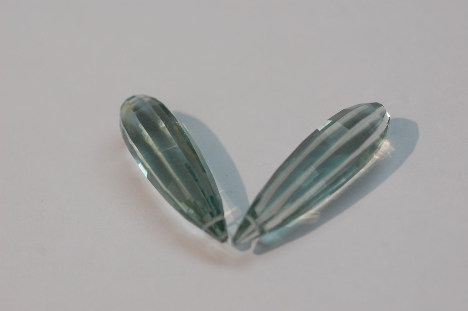 Aquamarine Hydro Quartz Long Drops Faceted