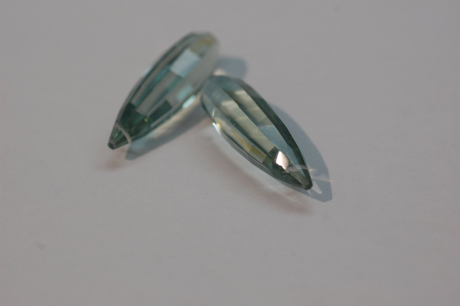 Aquamarine Hydro Quartz Long Drops Faceted