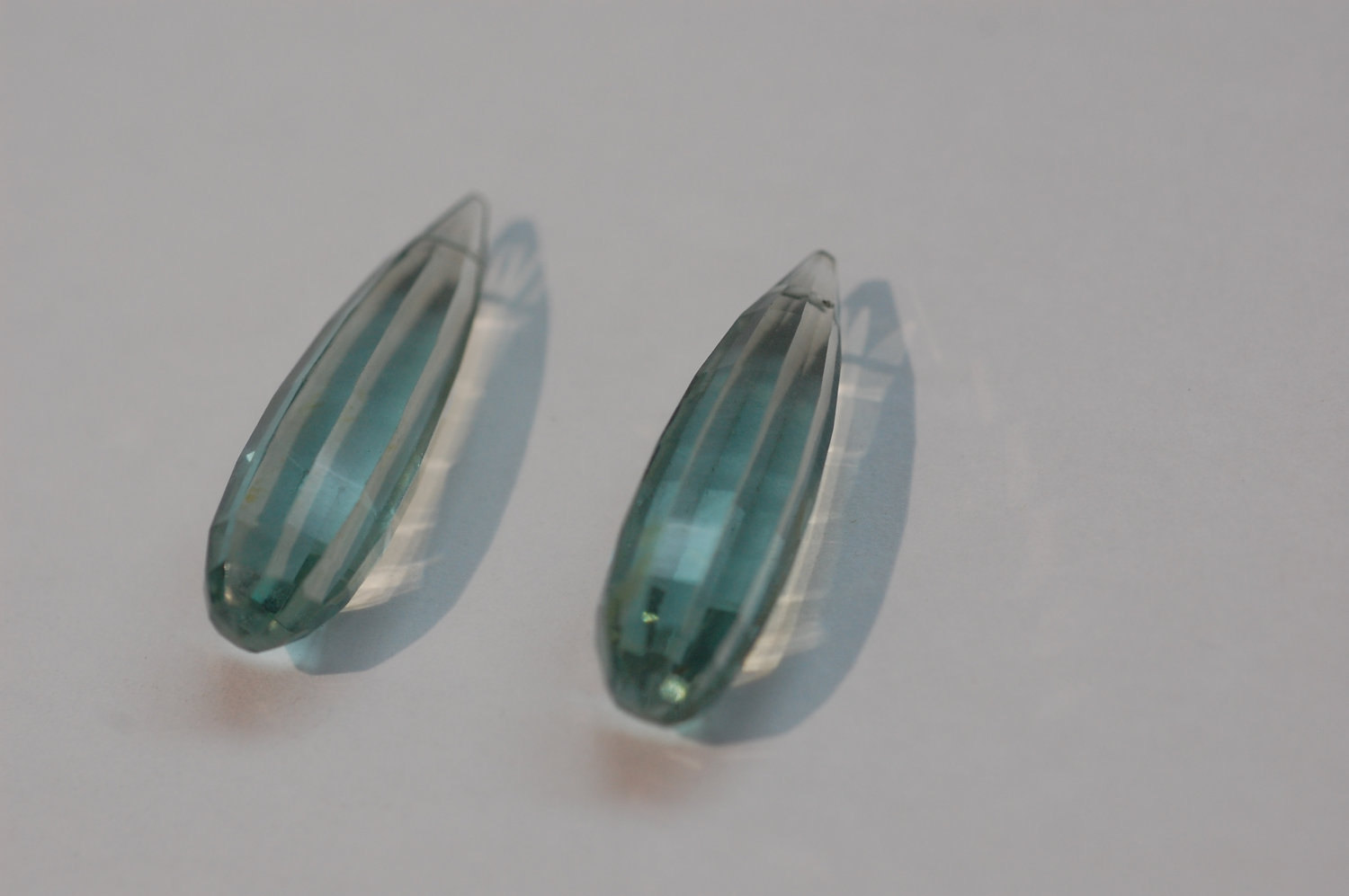 Aquamarine Hydro Quartz Long Drops Faceted