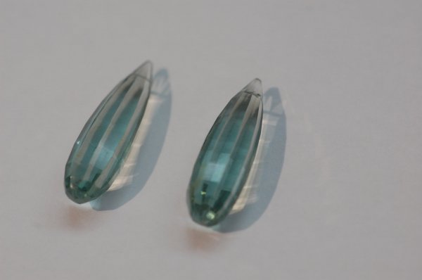 Aquamarine Hydro Quartz Long Drops Faceted