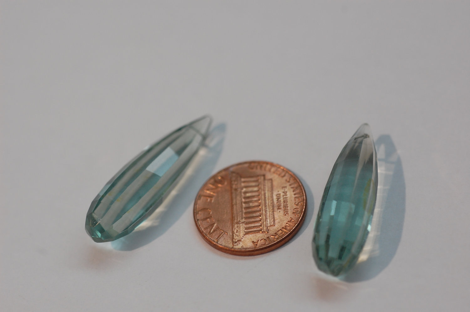 Aquamarine Hydro Quartz Long Drops Faceted