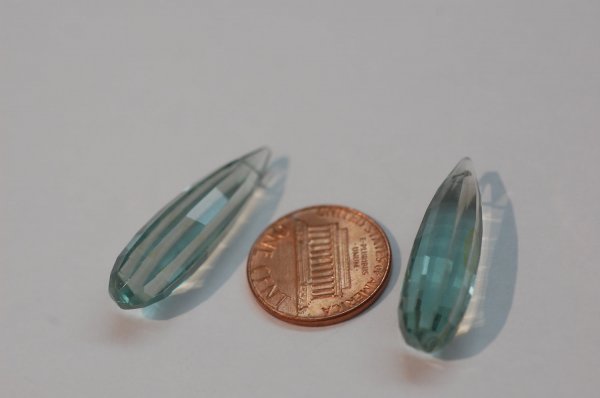 Aquamarine Hydro Quartz Long Drops Faceted