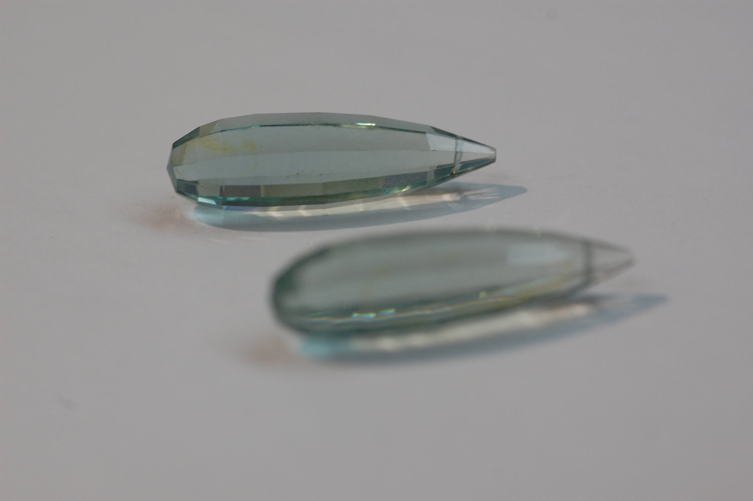 Aquamarine Hydro Quartz Long Drops Faceted