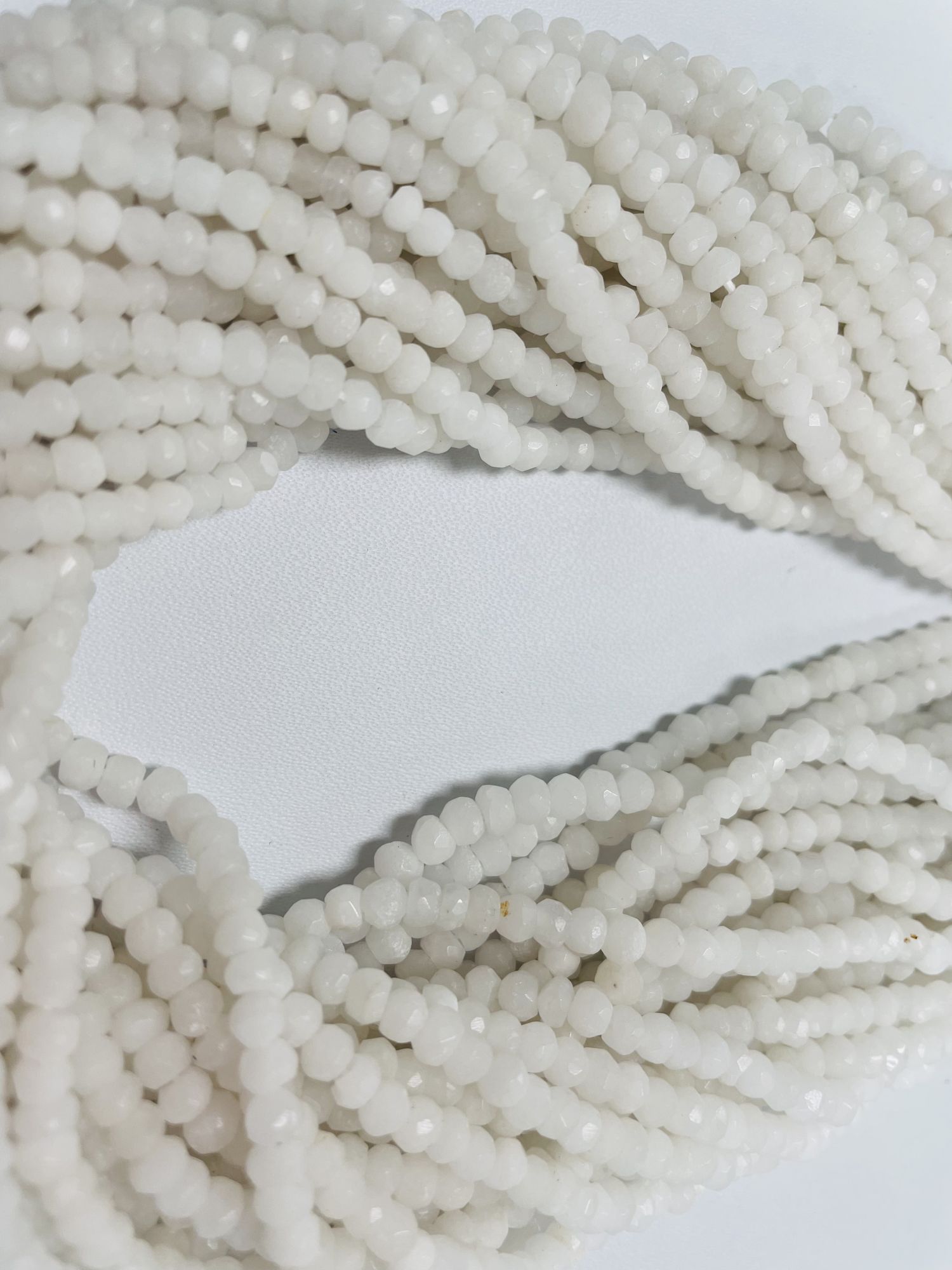 White Agate Rondelle Faceted