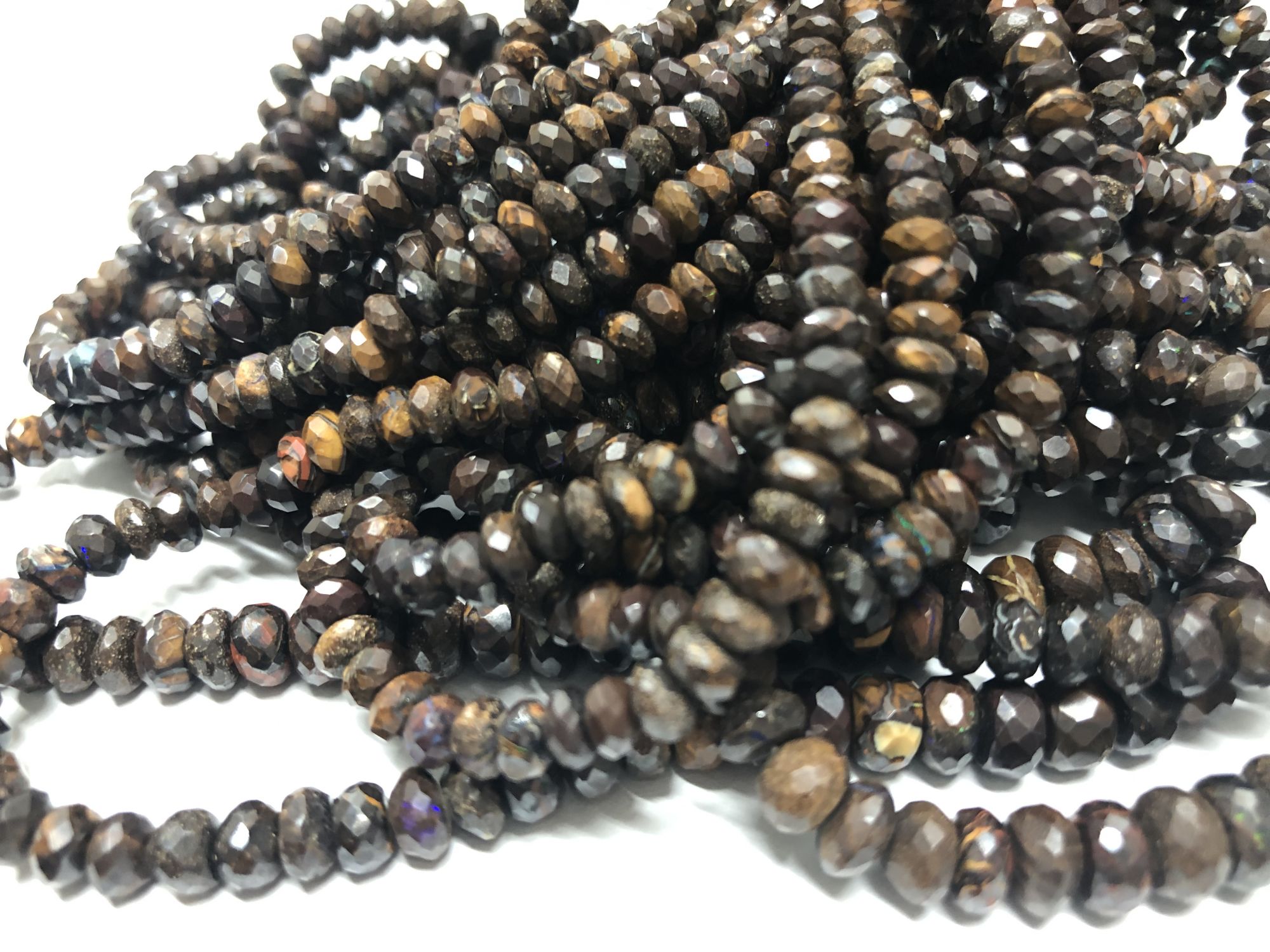 Natural Boulder Opal Rondelles Faceted