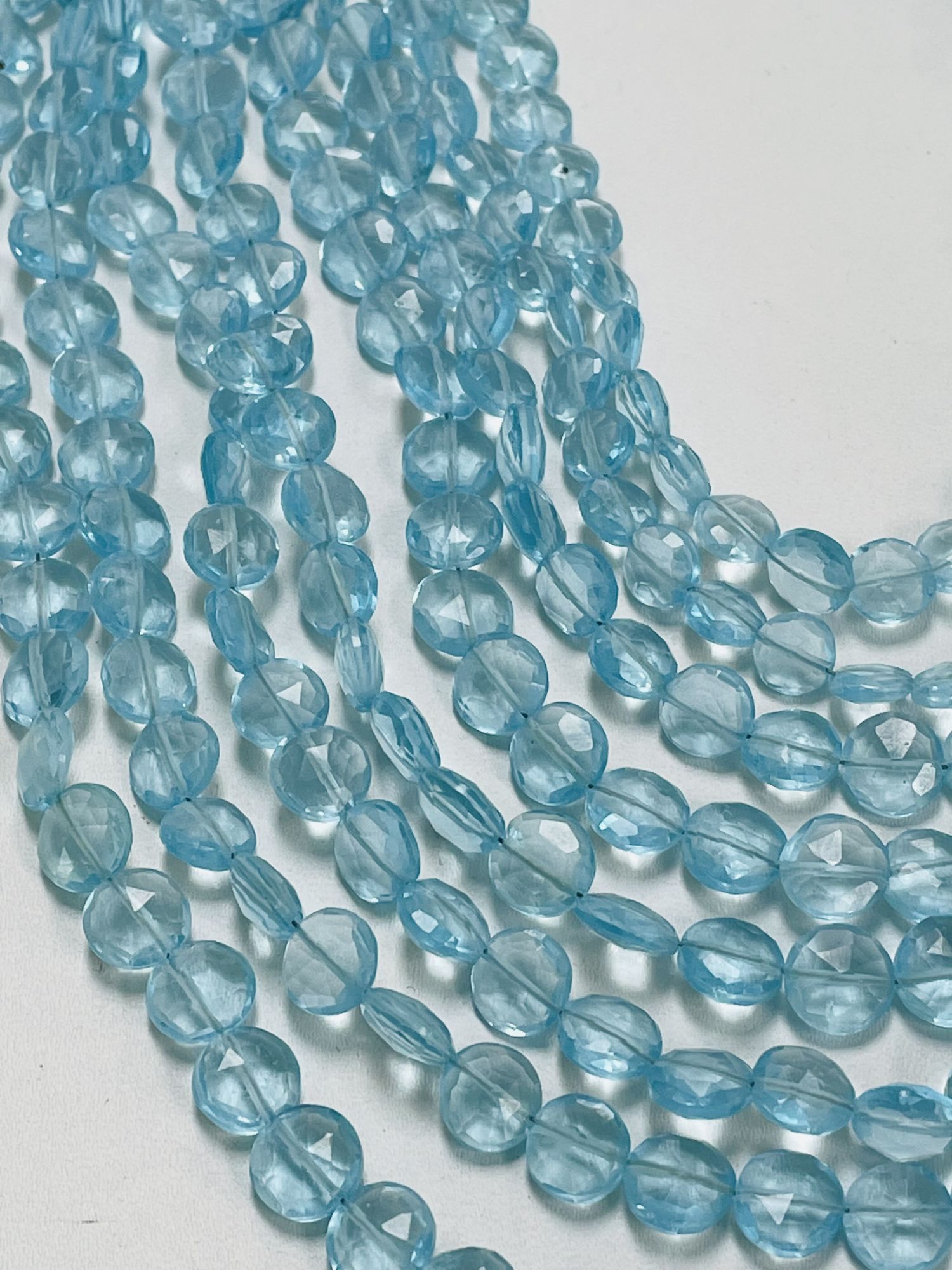 Sky Blue Hydro Quartz Coin Faceted