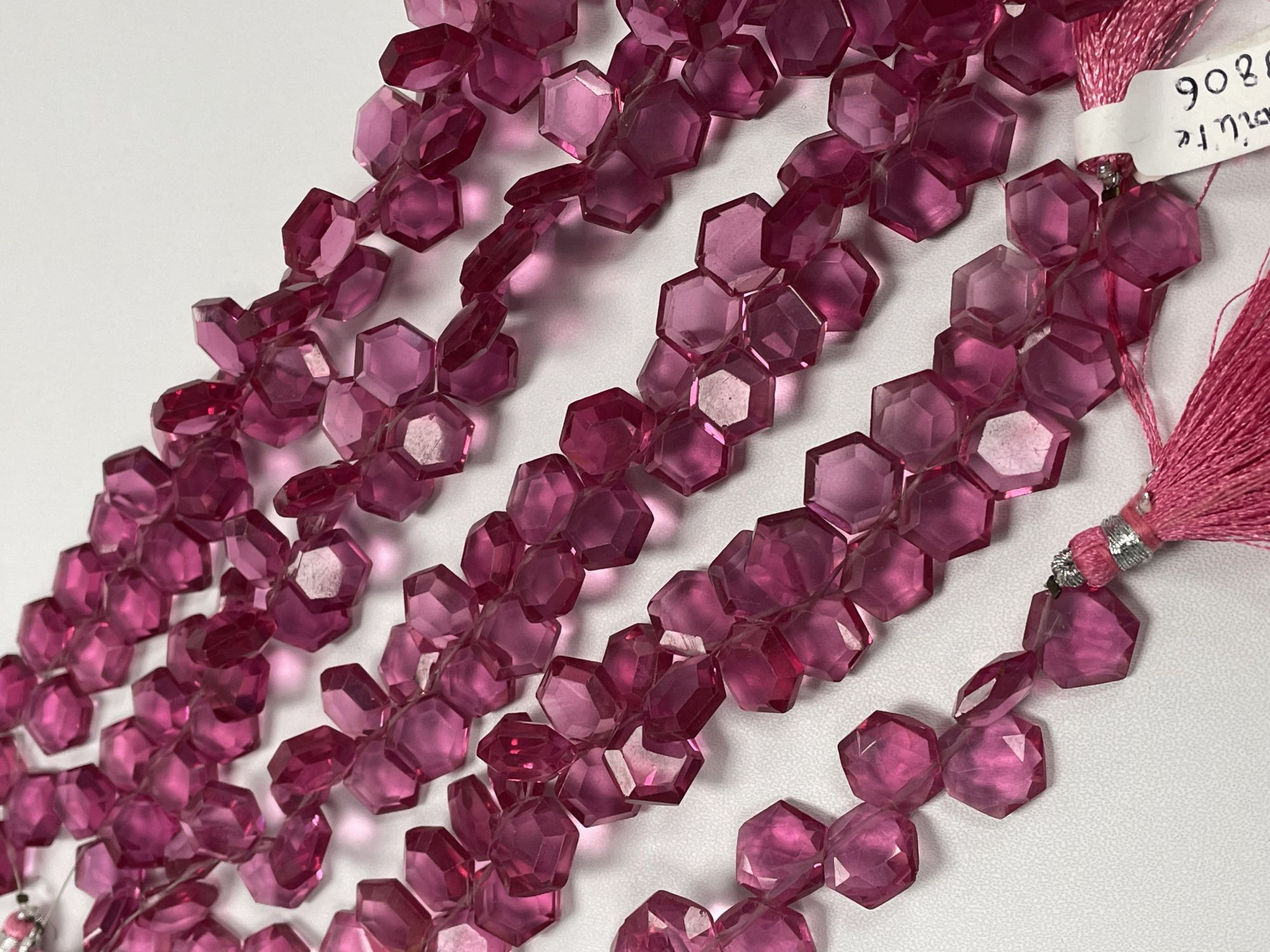 Rubilite Hydro Quartz Hexagon Faceted