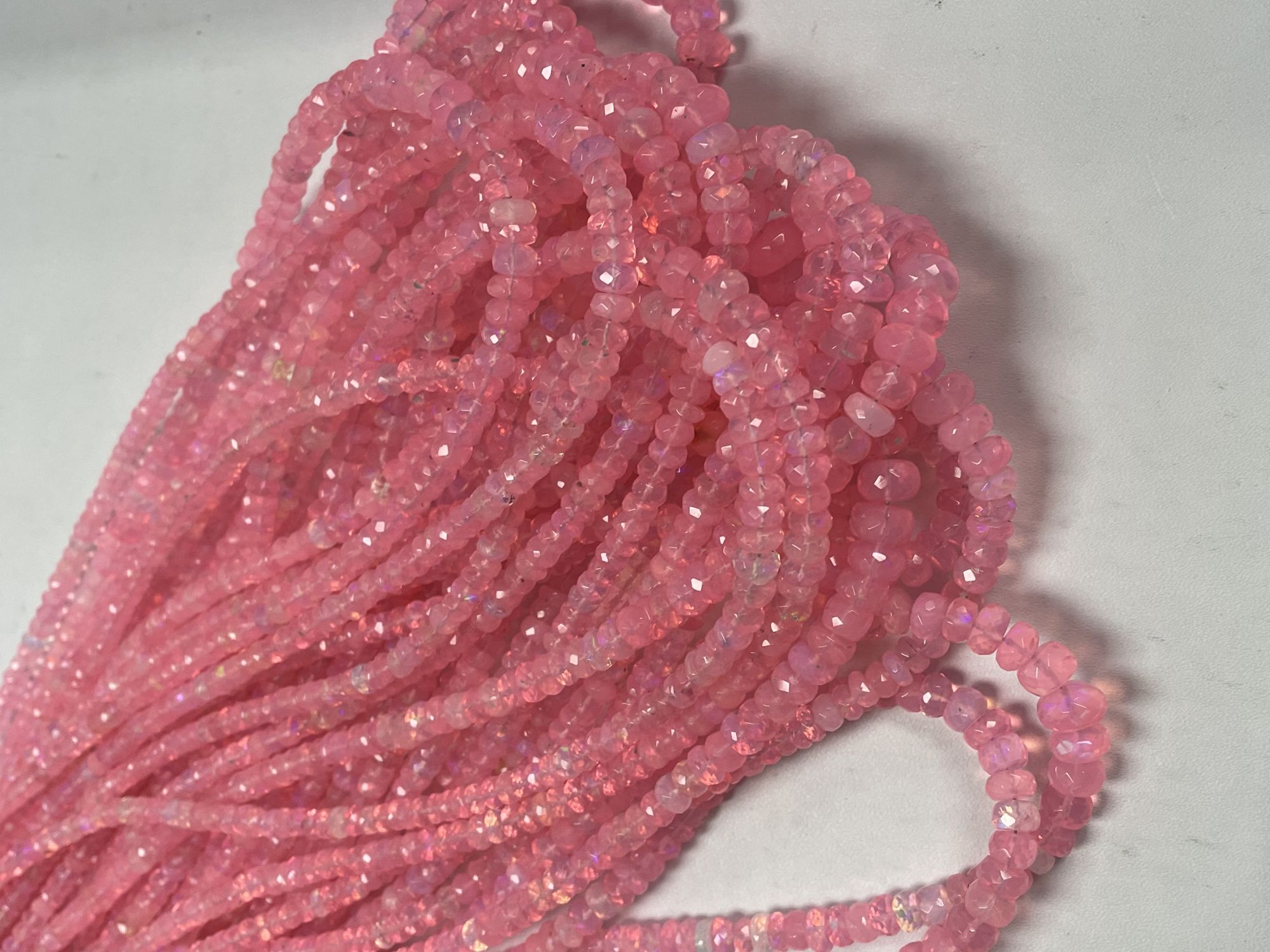 Pink Ethiopian Opal Rondelle Faceted