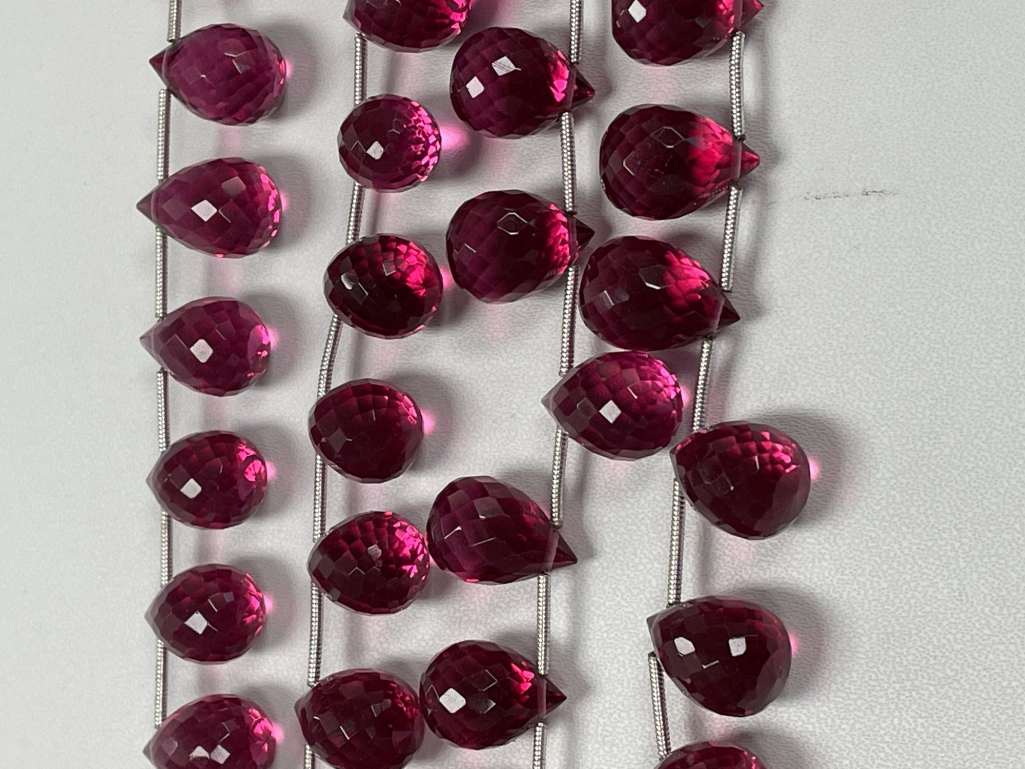 Rubilite Hydro Quartz Drop Faceted