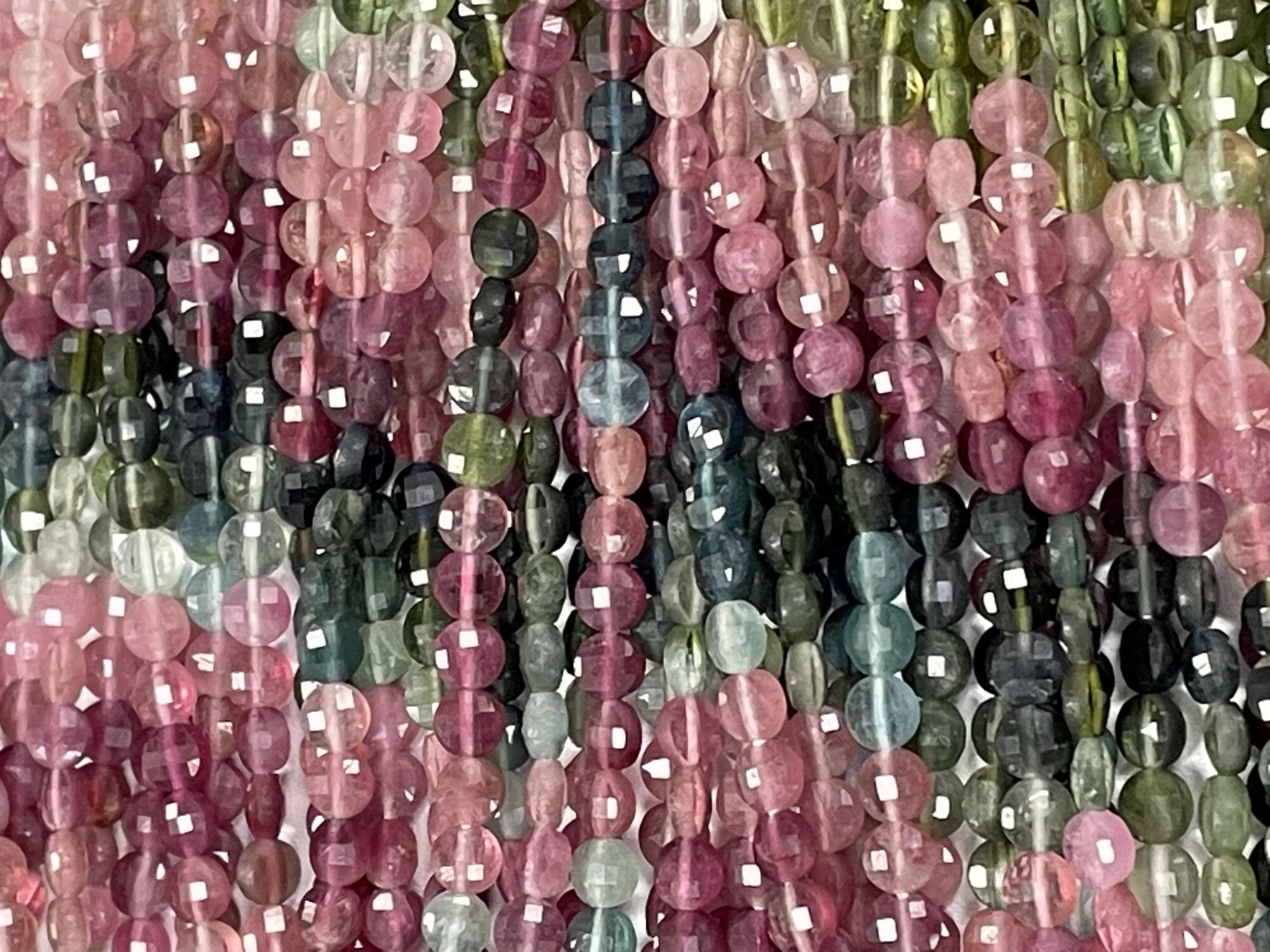 Multi Tourmaline Coin Faceted