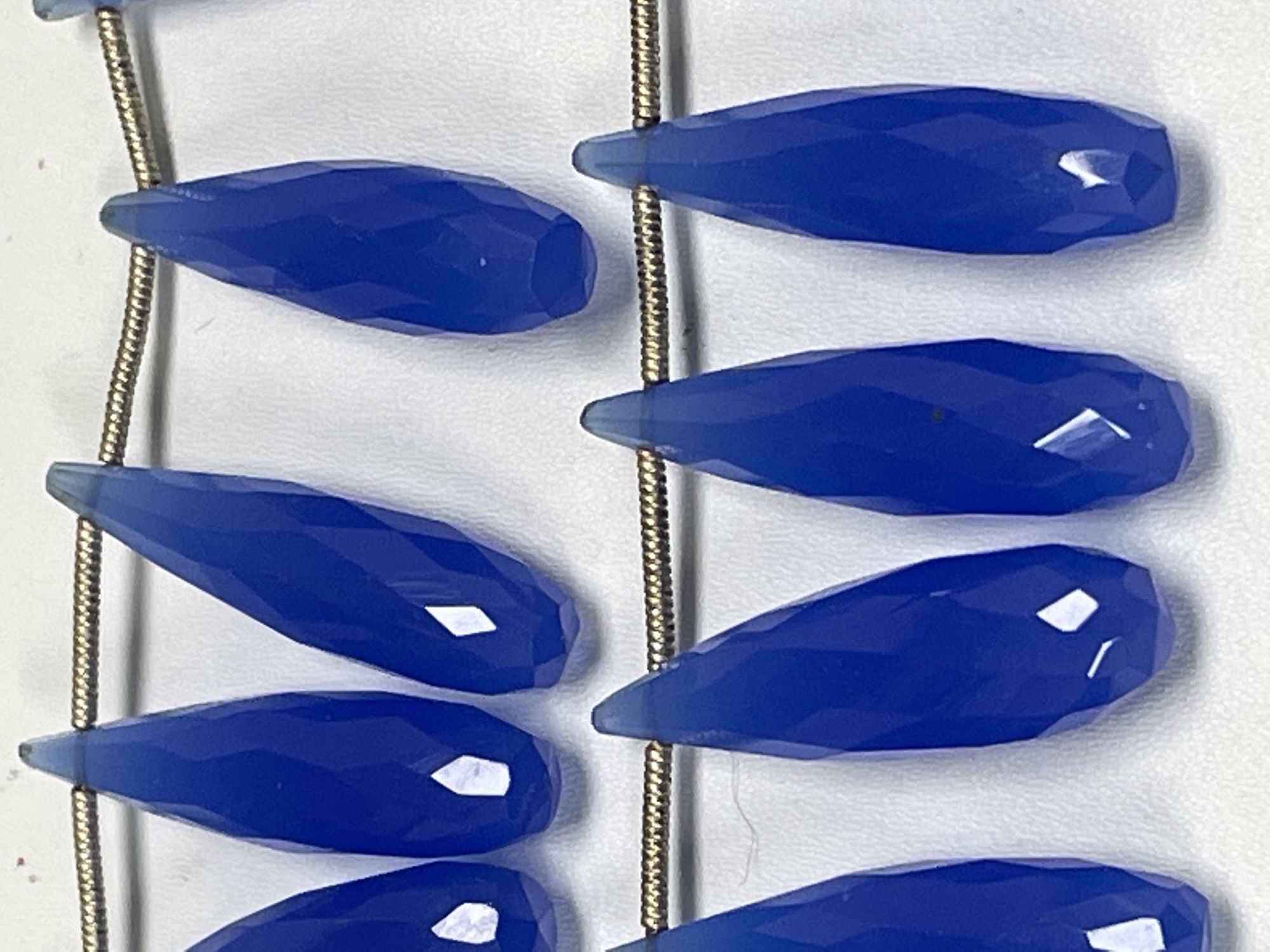 Blue Chalcedony Long Drops Faceted